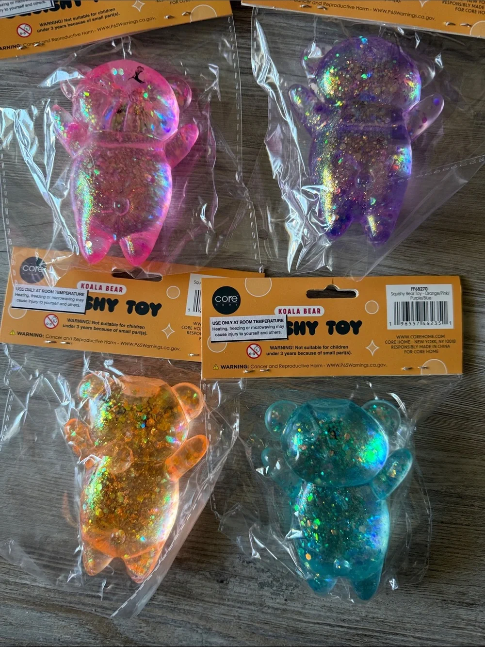 Koala Bear Squishy Toy - Pink, Purple, Orange, Teal set of 4